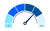 a speedometer with a needle and a pointer