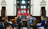 U.S. Chamber President and CEO Suzanne P. Clark meets with Canadian Prime Minister Justin Trudeau in his office.