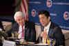 Tom Donohue and Shinzo Abe at the U.S. Chamber of Commerce
