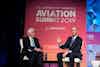 U.S. Chamber President and CEO Tom Donohue (left) chats with Boeing President, Chairman, and CEO Dennis Muilenburg at the 2019 Aviation Summit.