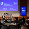 Two individuals engage in a fireside chat at the U.S. Chamber of Commerce Chemistry Solutions Forum 2026, discussing trade, industrial competitiveness, and the role of U.S. chemistry.