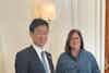 U.S. Chamber President and CEO Suzanne Clark with Nishimura Yasutoshi, Japan's Minister of Economy, Trade and Industry